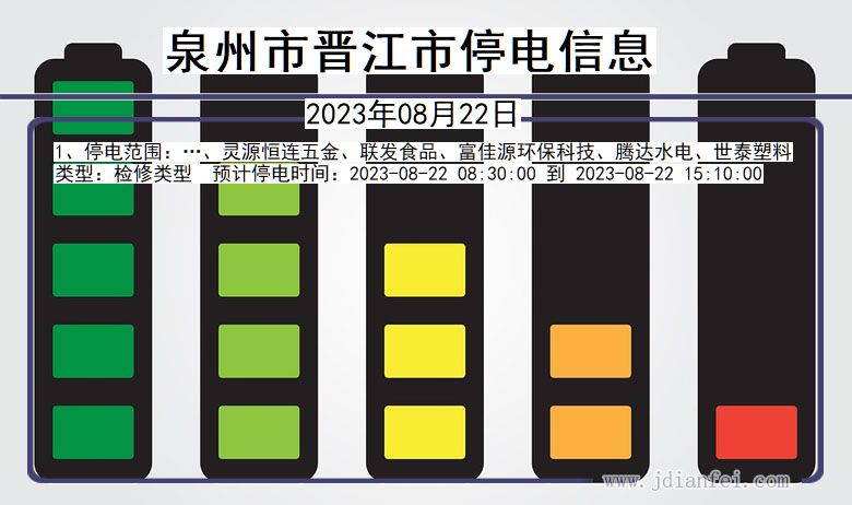泉州晋江停电通知 福建省泉州晋江停电通知