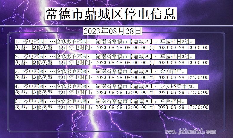 湖南省常德鼎城停电通知