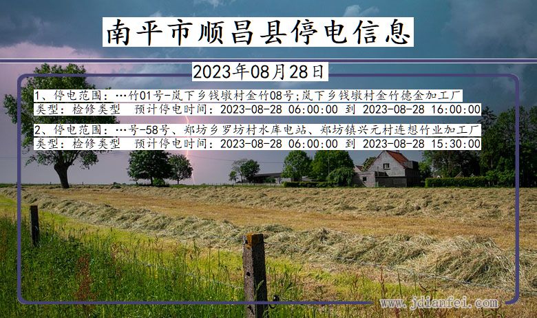 南平顺昌停电通知 福建省南平顺昌停电通知