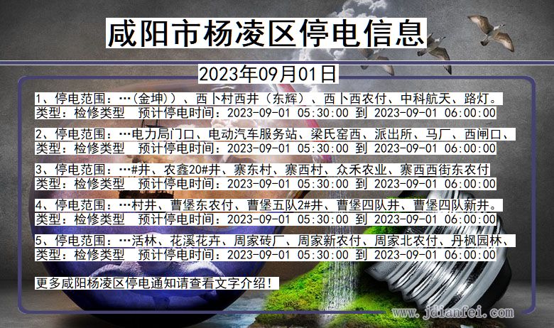 陕西省咸阳杨凌停电通知