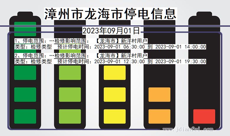 福建省漳州龙海停电通知