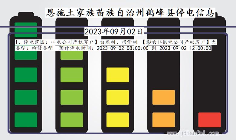 湖北省恩施鹤峰停电通知