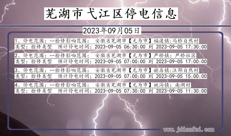 安徽省芜湖弋江停电通知