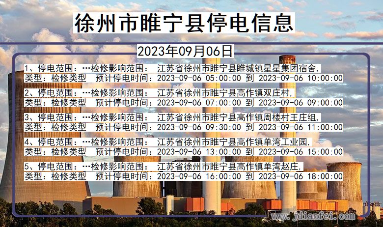 江苏省徐州睢宁停电通知