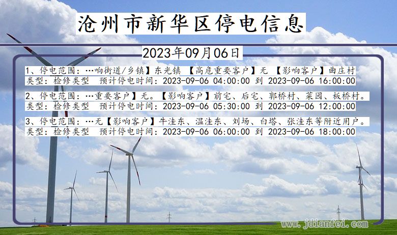 沧州新华停电通知 河北省沧州新华停电通知