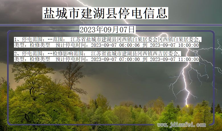 江苏省盐城建湖停电通知