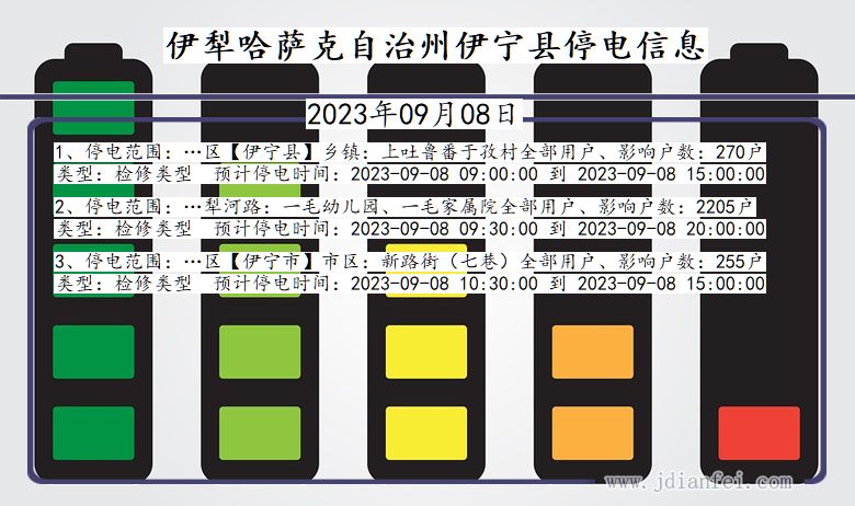 新疆维吾尔自治区伊犁哈萨克自治州伊宁停电通知