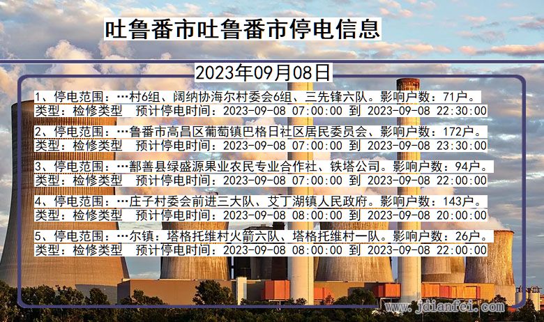 吐鲁番吐鲁番停电通知 新疆维吾尔自治区吐鲁番吐鲁番停电通知