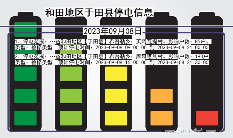 新疆维吾尔自治区和田地区于田停电通知