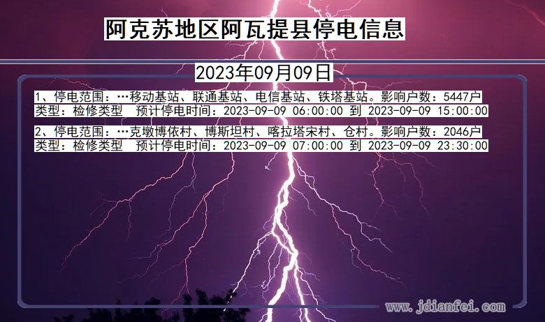 新疆维吾尔自治区阿克苏地区阿瓦提停电通知