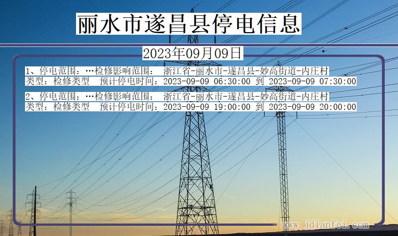 浙江省丽水遂昌停电通知