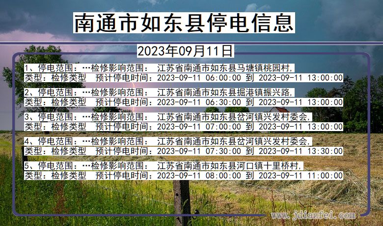 南通如东停电通知 江苏省南通如东停电通知