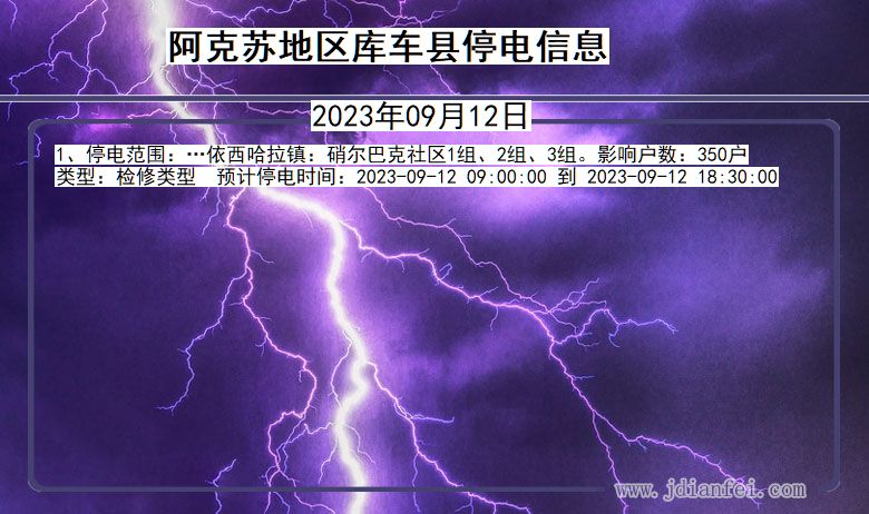 新疆维吾尔自治区阿克苏地区库车停电通知