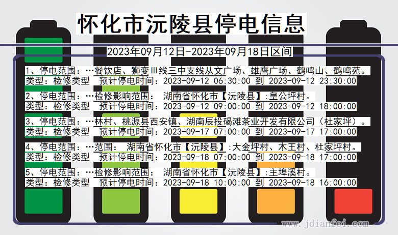 湖南省怀化沅陵停电通知