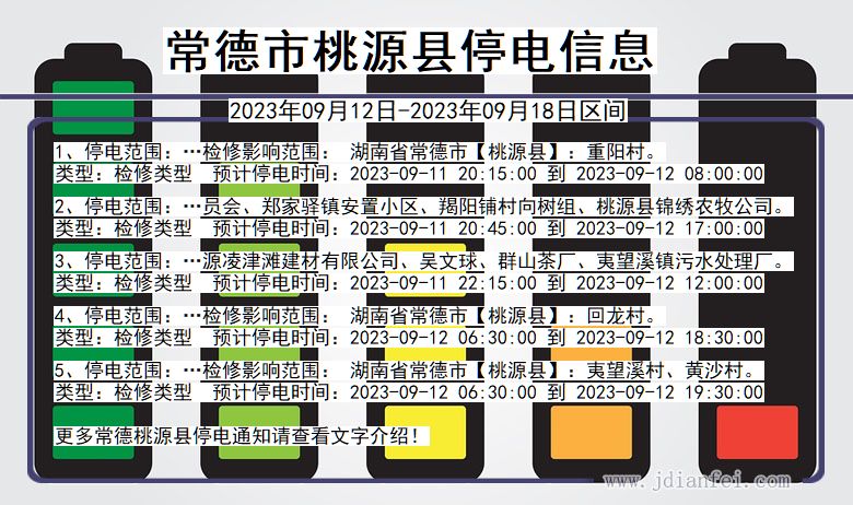 湖南省常德桃源停电通知