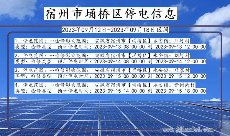 安徽省宿州埇桥停电通知