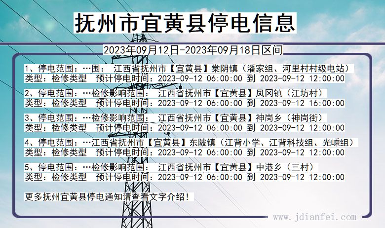 江西省抚州宜黄停电通知