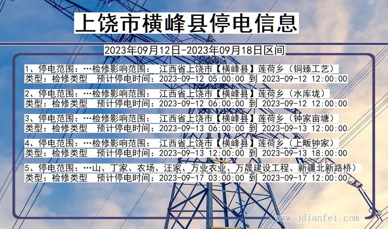 江西省上饶横峰停电通知