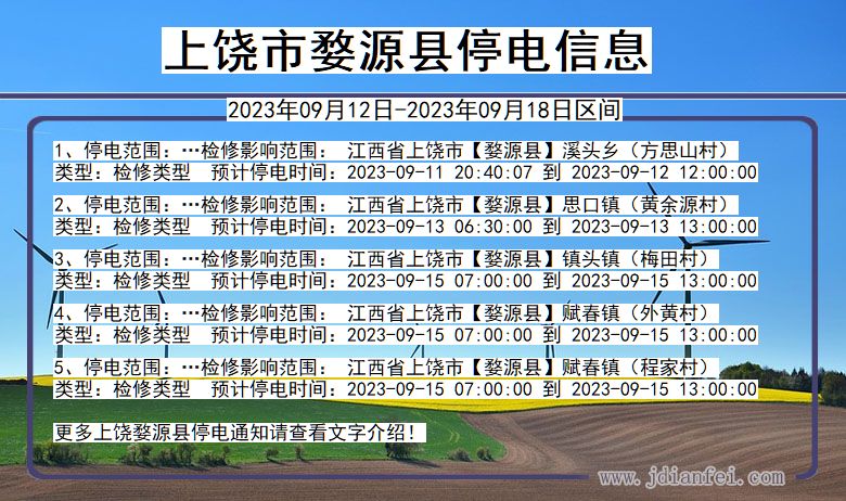 上饶婺源停电通知 江西省上饶婺源停电通知