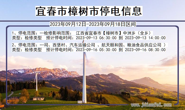 江西省宜春樟树停电通知