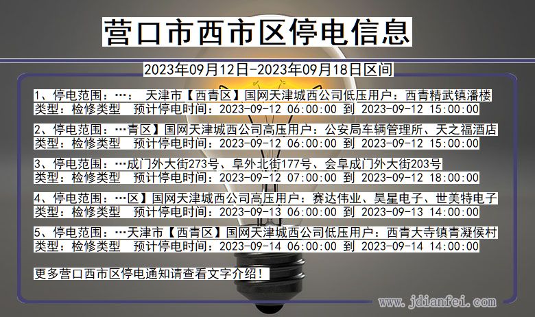 营口西停电通知 辽宁省营口西停电通知