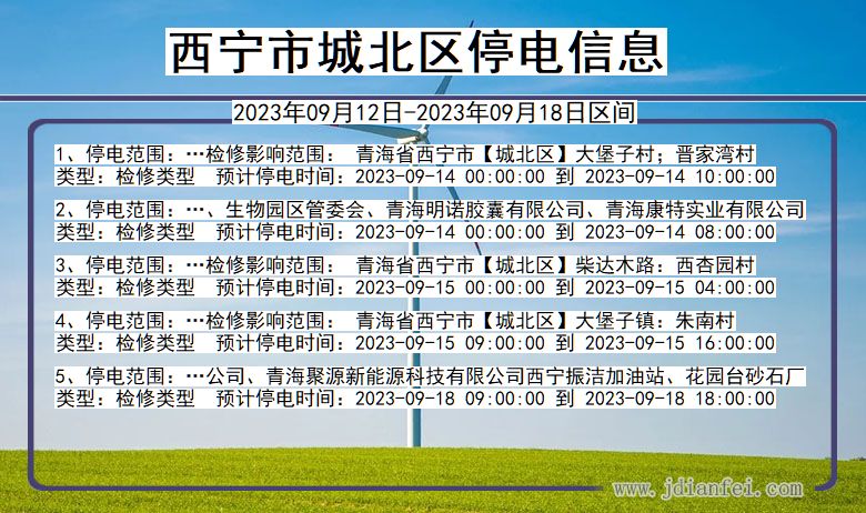 青海省西宁城北停电通知