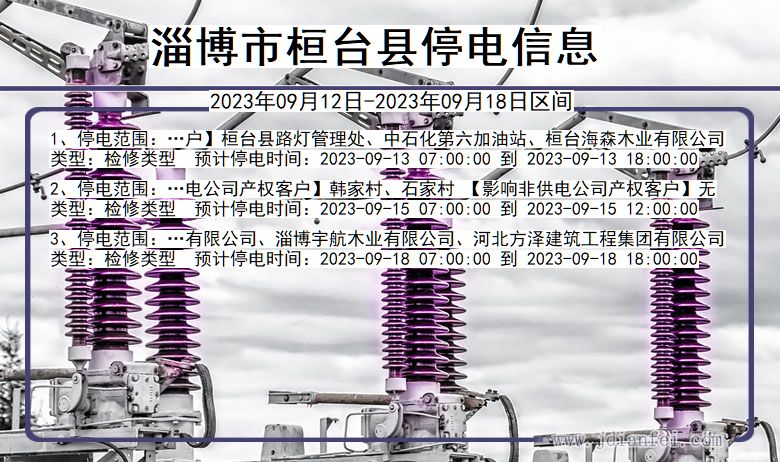 山东省淄博桓台停电通知