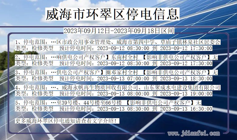 威海环翠停电通知 山东省威海环翠停电通知