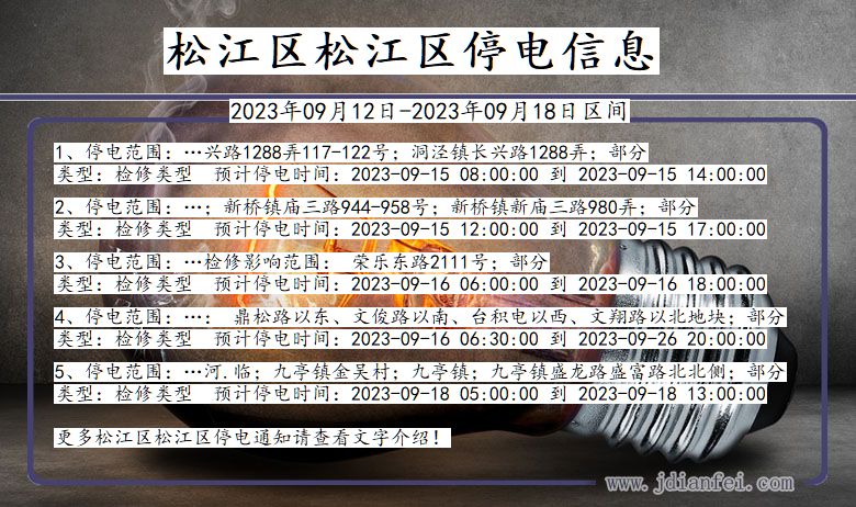 上海市松江区松江停电通知