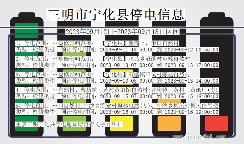 福建省三明宁化停电通知