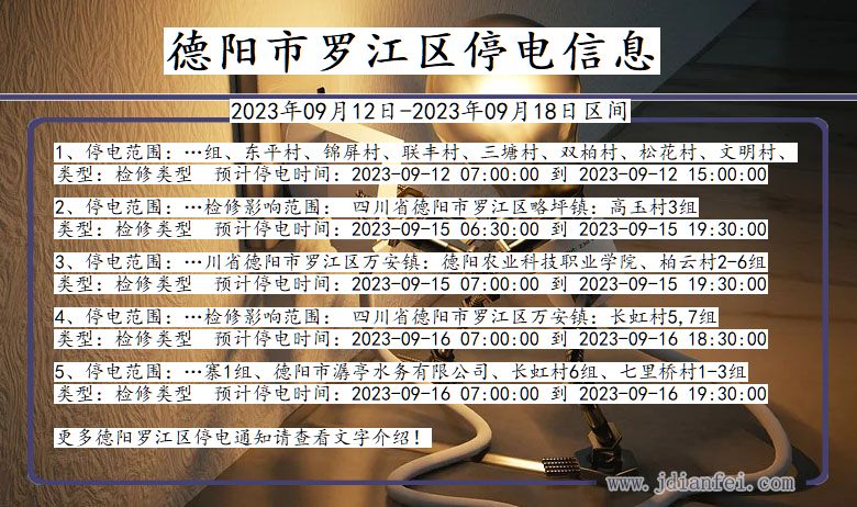 四川省德阳罗江停电通知