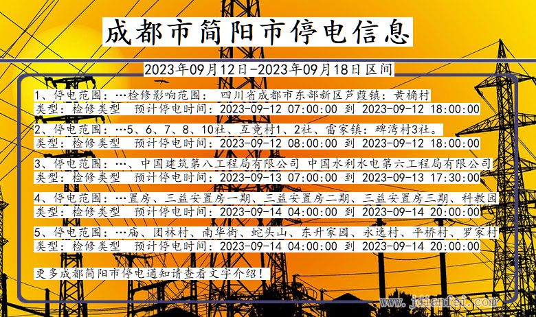 成都简阳停电通知 四川省成都简阳停电通知