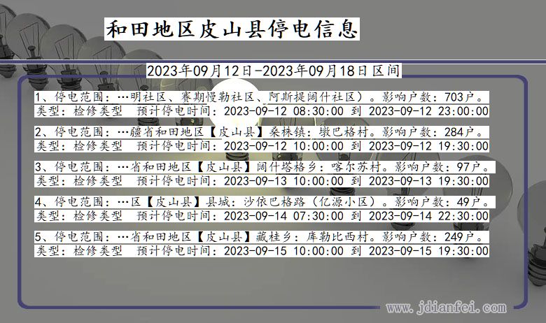 新疆维吾尔自治区和田地区皮山停电通知