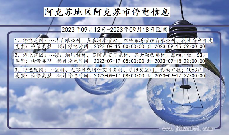 新疆维吾尔自治区阿克苏地区阿克苏停电通知