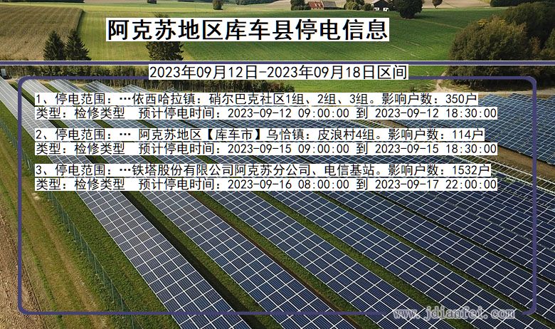 新疆维吾尔自治区阿克苏地区库车停电通知