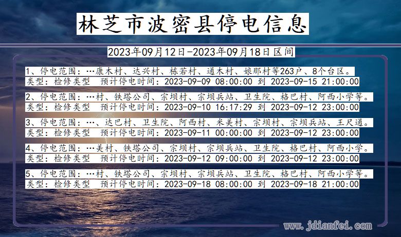 西藏自治区林芝波密停电通知