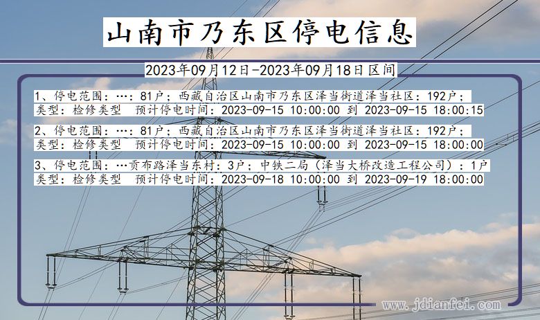 西藏自治区山南乃东停电通知