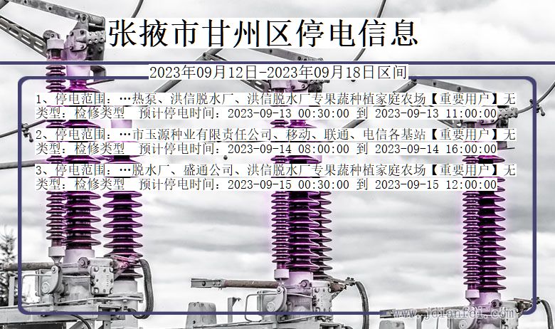 张掖甘州2023年09月12日以后的停电通知查询_甘州停电通知