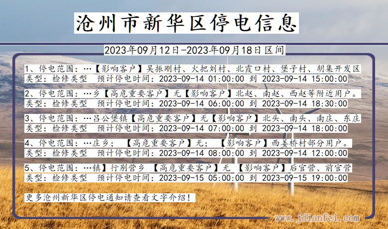 河北省沧州新华停电通知