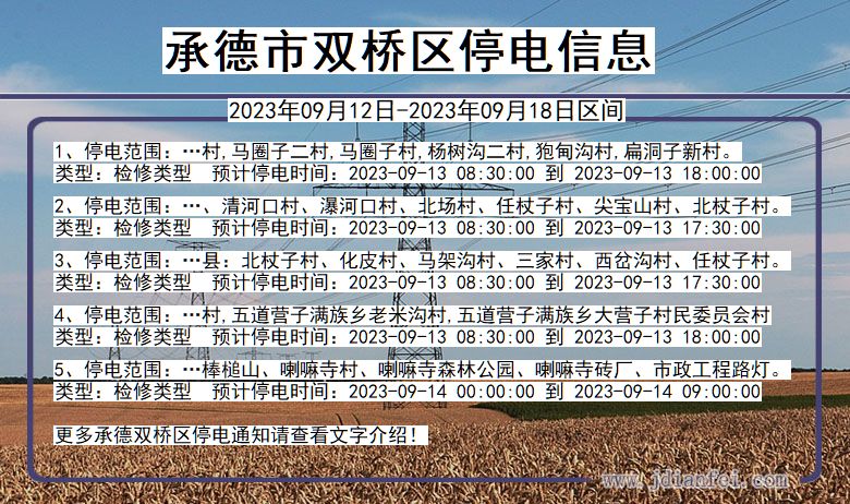 河北省承德双桥停电通知