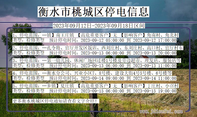 桃城2023年09月12日以后停电通知查询_桃城停电通知公告