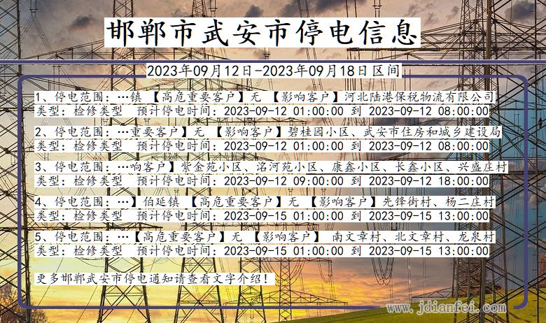 河北省邯郸武安停电通知