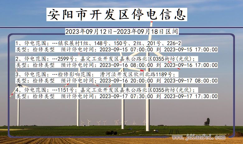 河南省安阳开发停电通知