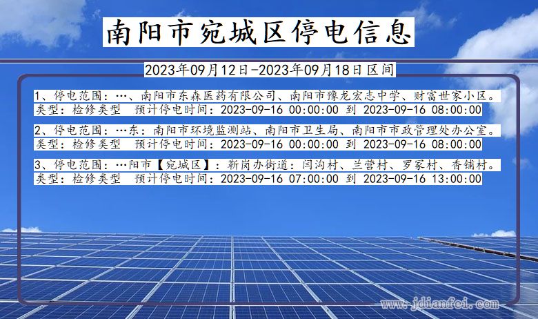 河南省南阳宛城停电通知