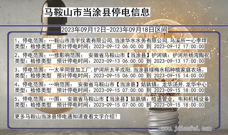 马鞍山当涂停电通知 安徽省马鞍山当涂停电通知
