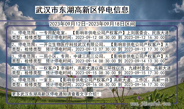 湖北省武汉东湖高新停电通知