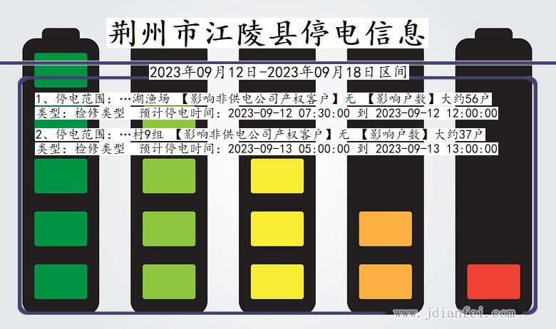 湖北省荆州江陵停电通知