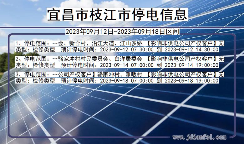 湖北省宜昌枝江停电通知