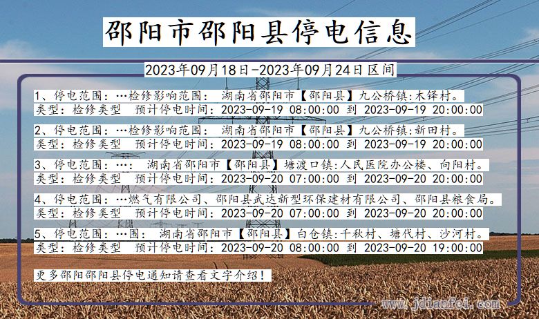 湖南省邵阳邵阳停电通知