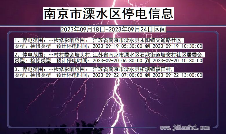 南京溧水2023年09月18日以后的停电通知查询_溧水停电通知